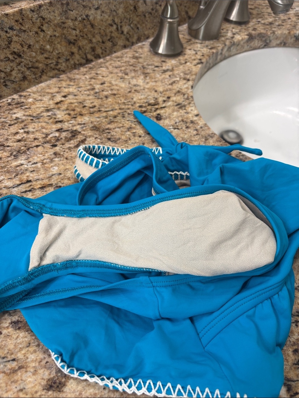 La Blanca by Rob Beattie size 12 Women's Teal Halter one piece suit white trim - Picture 8 of 12